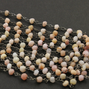 Pink Opal Faceted Roundels Wire Wrapped Rosary, (RS-POP-26) - Beadspoint