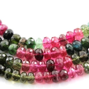 Multicolored Tourmaline Faceted Roundels, (TML6FRNDL) - Beadspoint