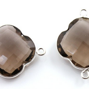 Smoky Topaz Faceted Clover Bezel, (SSBZC8029) - Beadspoint