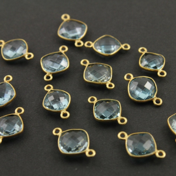Blue Topaz Faceted Puff Cushion Bezel, (BZCT9004) - Beadspoint