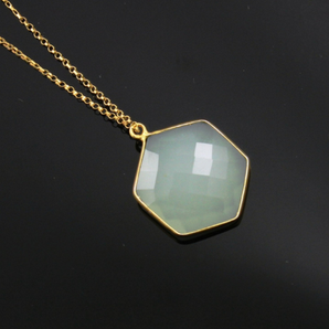 Sky Chalcedony Hexagon Bezel, (BZC9025/SC/LG) - Beadspoint