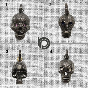 Pave Diamond Skull Charms, (DC-7049 - DC-7052) - Beadspoint