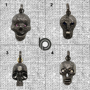 Pave Diamond Skull Charms, (DC-7049 - DC-7052) - Beadspoint