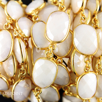 White Corrundum Faceted Oval Chain,(BC-WCD-13) - Beadspoint
