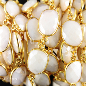 White Corrundum Faceted Oval Chain,(BC-WCD-13) - Beadspoint