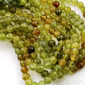 Green Grossular Garnet Faceted Roundel, 1 Strand (GRG6FRND) - Beadspoint