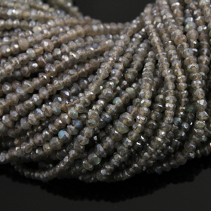 Grey Labradorite Faceted Rondelle Beads, (LAB/3mm/RND) - Beadspoint