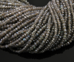 Grey Labradorite Faceted Rondelle Beads, (LAB/3mm/RND) - Beadspoint