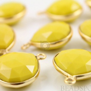 Yellow Turquoise Faceted Heart Bezel, (BZC7013) - Beadspoint