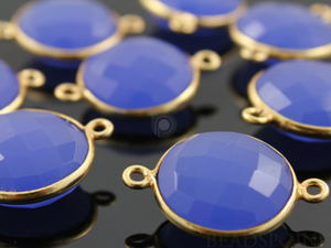 Blue Chalcedony Faceted Coin Shape Bezel, (BZC7225) - Beadspoint