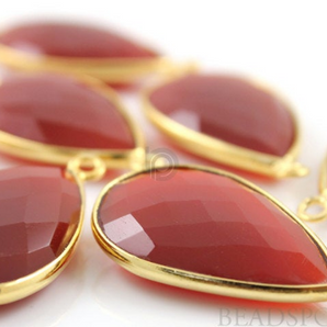 Carnelian Bezel Faceted Pear Bezel (BZC7275) - Beadspoint