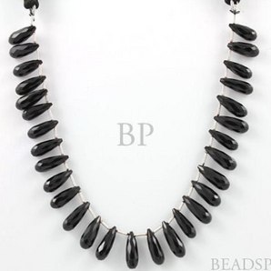 Black Onyx Medium Faceted Tear Drops,  (XLongtear) - Beadspoint