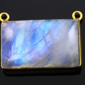 Rainbow Moonstone Faceted Rectangle Bezel, (MN06FNCY) - Beadspoint