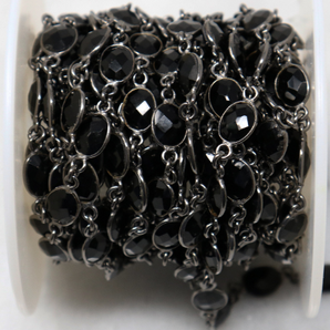 Black Onyx Mixcut Stone Chain, (BC-BNX-24) - Beadspoint