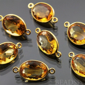 Citrine Oval Bezel Connector, (CIT005) - Beadspoint