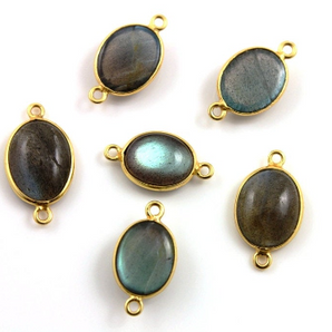 Labradorite Oval Bezel Connector, (LABOV002) - Beadspoint