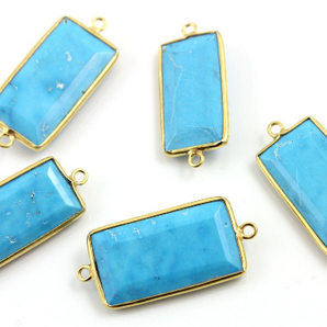 Turquoise Faceted Rectangle Connector, (TUR/CNT/101) - Beadspoint