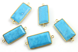 Turquoise Faceted Rectangle Connector, (TUR/CNT/101) - Beadspoint