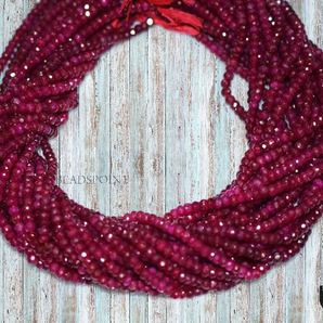 Dyed Ruby Faceted Roundel Beads, (RBY475RNDL) - Beadspoint