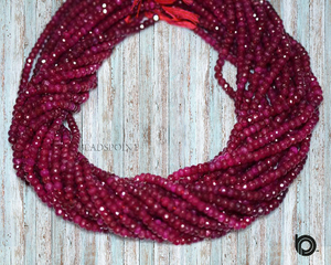 Dyed Ruby Faceted Roundel Beads, (RBY475RNDL) - Beadspoint