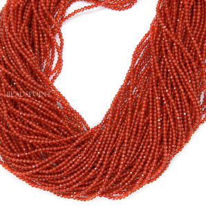 Carnelian Shaded Micro Faceted Rondelle Beads, (CARN-2.5FRNDL) - Beadspoint