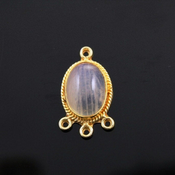 Rainbow Moonstone Faceted Bezel Component, (RNB-805) - Beadspoint