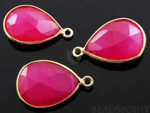 Hot Pink Chalcedony Faceted Pear Bezel, (BZC7392-C) - Beadspoint