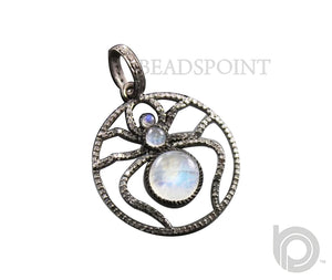 Pave Diamond Rainbow Moonstone Spider Pendant -- DP-1760 - Beadspoint