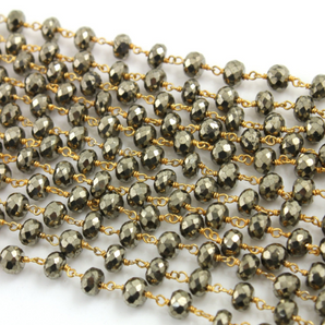 Pyrite Faceted Wire Wrapped Roundel, (RS-PYR-59) - Beadspoint