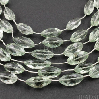 Green Amethyst Faceted Oblong Oval Bead,4 Pieces, (4GAMoblong) - Beadspoint