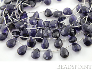 Iolite Micro Faceted Small Pear Drops, (IOL8x10PEAR) - Beadspoint