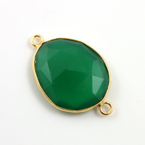 Green Onyx Faceted Bezel Connector, (BZCT-3300) - Beadspoint