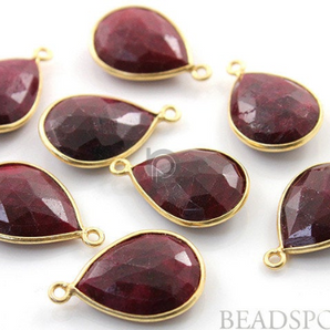 Dyed Ruby Faceted Pear Bezel, (BZC7288) - Beadspoint