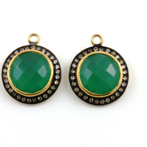 Green Onyx w/ White Sapphire,, (A-208/GNX) - Beadspoint