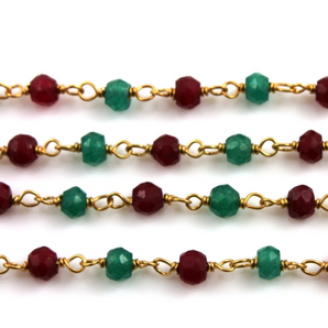 Ruby & Emerald Wire Wrapped Rosary, (RS-REM-32) - Beadspoint