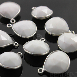 White Onyx Bezel Heart, 16 mm, (SSBZ6088) - Beadspoint