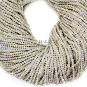 Mother Of Pearl Micro Faceted Rondelle Beads, (MOP-2.5RNDL) - Beadspoint