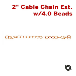 Rose Gold Filled 2" Cable Chain Extender w/ Ball, (RG/315) - Beadspoint