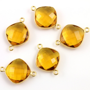 Whiskey Topaz Faceted Cushion Connector (BZCT/CNT/WTP) - Beadspoint