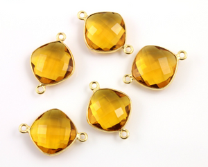 Whiskey Topaz Faceted Cushion Connector (BZCT/CNT/WTP) - Beadspoint