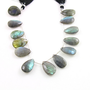 Blue Flashes Labradorite Faceted Pear Briolettes Beads, (LAB25x11PR) - Beadspoint