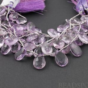 Pink Amethyst Flat Faceted Pear Shape Beads, (4PAM9x11-10x16PEAR) - Beadspoint