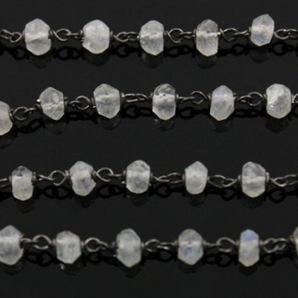 Rainbow Moonstone Wire wrapped Rosary,,(RS-MNS-99) - Beadspoint