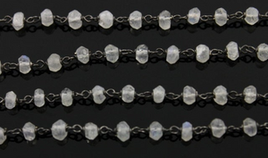 Rainbow Moonstone Wire wrapped Rosary,,(RS-MNS-99) - Beadspoint