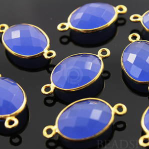 Dark Blue Chalcedony Faceted Oval Bezel, (BZC7496) - Beadspoint