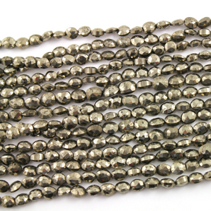 Natural Pyrite Stone Faceted Ovals,(PYR/10x15/OV) - Beadspoint