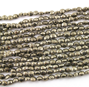 Natural Pyrite Stone Faceted Ovals,(PYR/10x15/OV) - Beadspoint