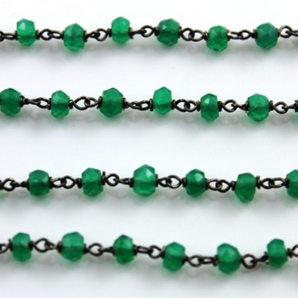 Green Onyx Wire Wrapped Rosary,(RS-GNX-36) - Beadspoint