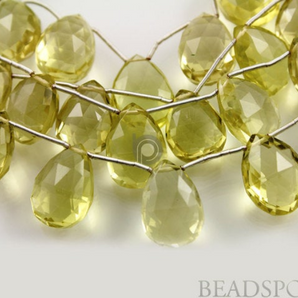 Lemon Topaz Large Faceted Puffed Pear Drops Gemstone, (2LTZ12x16Pear) - Beadspoint