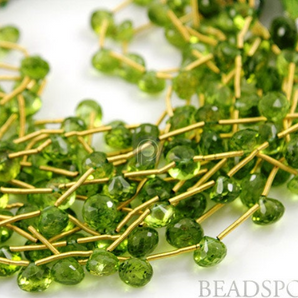 Genuine Green Peridot Faceted Onion Drops, (4PER6-7onion) - Beadspoint